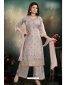 Taupe Chanderi With Heavy Work Palazzo Suit