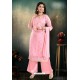 Pink Chanderi With Heavy Work Palazzo Suit