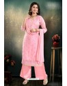 Pink Chanderi With Heavy Work Palazzo Suit