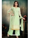 Sea Green Chanderi With Heavy Work Palazzo Suit