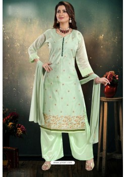 Stylish Sea Green Chanderi Palazzo Suit