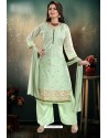 Stylish Sea Green Chanderi Palazzo Suit