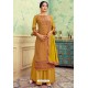 Mustard Pure Hand Weaving Jaquard Palazzo Suit