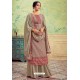 Taupe Pure Hand Weaving Jaquard Palazzo Suit