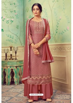 Light Red Pure Hand Weaving Jaquard Palazzo Suit