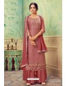 Light Red Pure Hand Weaving Jaquard Palazzo Suit