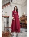 Maroon Two Tone Slub Cotton Palazzo Suit