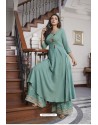 Aqua Grey Two Tone Slub Cotton Palazzo Suit