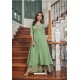 Green Two Tone Slub Cotton Palazzo Suit