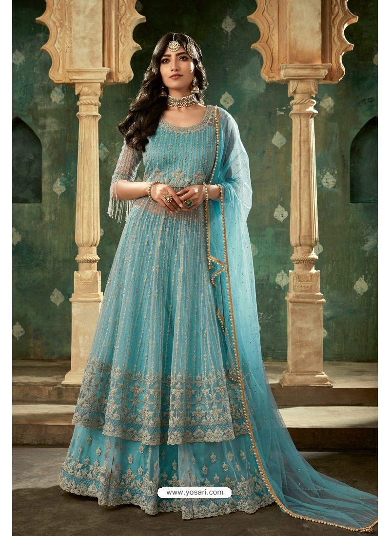 Sky Blue Color Georgette Base Festive Wear Designer Anarkali Suit at Rs  2199 | Anarkali Suits | ID: 26135442848