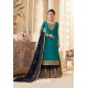 Teal And Navy Real Georgette Designer Anarkali Suit