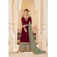 Maroon And Olive Real Georgette Designer Anarkali Suit