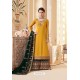 Yellow And Green Real Georgette Designer Anarkali Suit