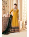 Yellow And Green Real Georgette Designer Anarkali Suit