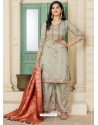 Olive Green Pashmina Embroidered Straight Suit