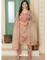 Light Brown Zobra Embroidered Straight Suit