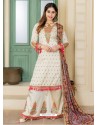 Cream Zobra Embroidered Palazzo Suit