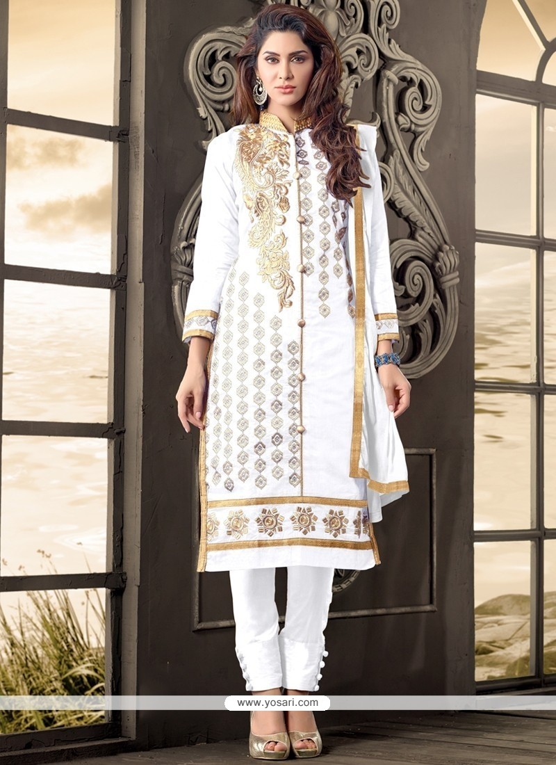 Thrilling Cotton Zari Work Designer Salwar Suit