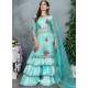 Firozi Organza Embroidered Designer Suit