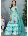 Firozi Organza Embroidered Designer Suit