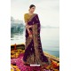 Purple Barfi Silk Embroidered Designer Saree