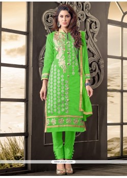 Praiseworthy Cotton Green Zari Work Salwar Suit