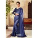 Dark Blue Satin Georgette Designer Saree