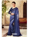 Dark Blue Satin Georgette Designer Saree