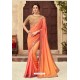 Orange Silk Georgette Designer Saree