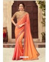 Orange Silk Georgette Designer Saree