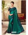 Teal Silk Georgette Designer Saree