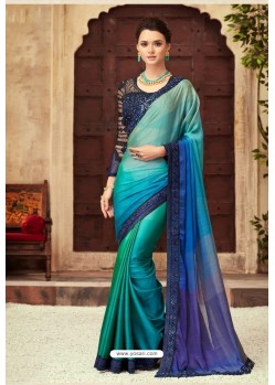 Multi Colour Silk Georgette Designer Saree
