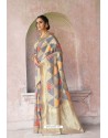 Grey Weaving Zari Silk Designer Saree