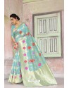 Sky Blue Weaving Zari Silk Designer Saree