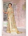 Beige Weaving Zari Silk Designer Saree