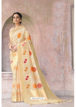 Golden Weaving Zari Silk Designer Saree