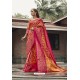 Mustard And Rani Pure Zari Weaving Silk Designer Saree