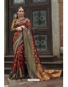 Maroon Pure Zari Weaving Silk Designer Saree