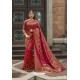 Rani And Red Pure Zari Weaving Silk Designer Saree