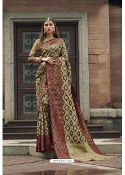 Fantastic Multi Colour Pure Zari Weaving Silk Designer Saree