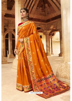 Orange Soft Silk Weaving Designer Saree
