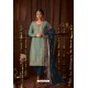 Blue Faux Georgette Straight Suit