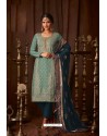 Blue Faux Georgette Straight Suit