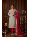 Grey And Rani Faux Georgette Straight Suit