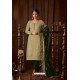 Olive And Green Faux Georgette Straight Suit