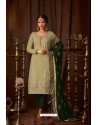 Olive And Green Faux Georgette Straight Suit