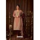 Peach And Maroon Faux Georgette Straight Suit