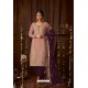 Pink And Purple Faux Georgette Straight Suit