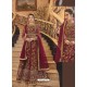 Maroon Soft Net Embroidered Anarkali Suit