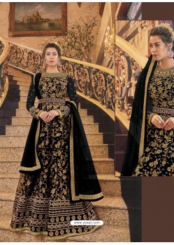 Black Soft Net Embroidered Anarkali Suit